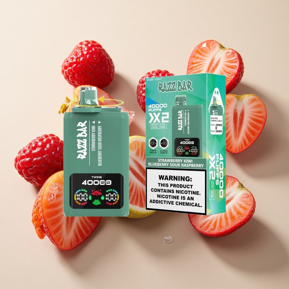 Razz Bar 40000 Puffs Braškė-Kivis/Mėlynųjų Gervuogių Rūgščiai iki 40000 Pūkų, Tipo-C