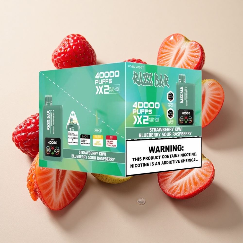 Razz Bar 40000 Puffs Braškė-Kivis/Mėlynųjų Gervuogių Rūgščiai iki 40000 Pūkų, Tipo-C