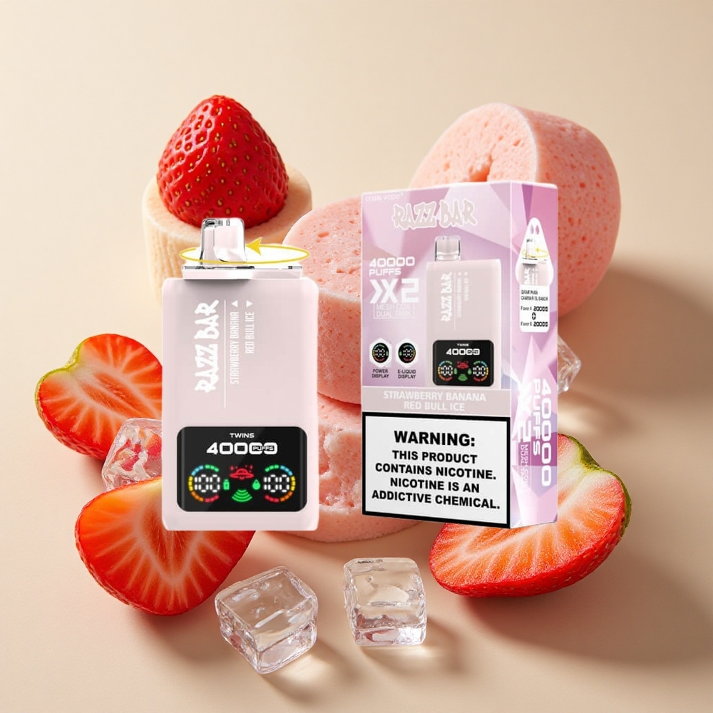 Razz Bar 40000 Puffs Braškės/Bananų_Raudonojo Jautienos Ledas su Ekranu ir 650 mAh