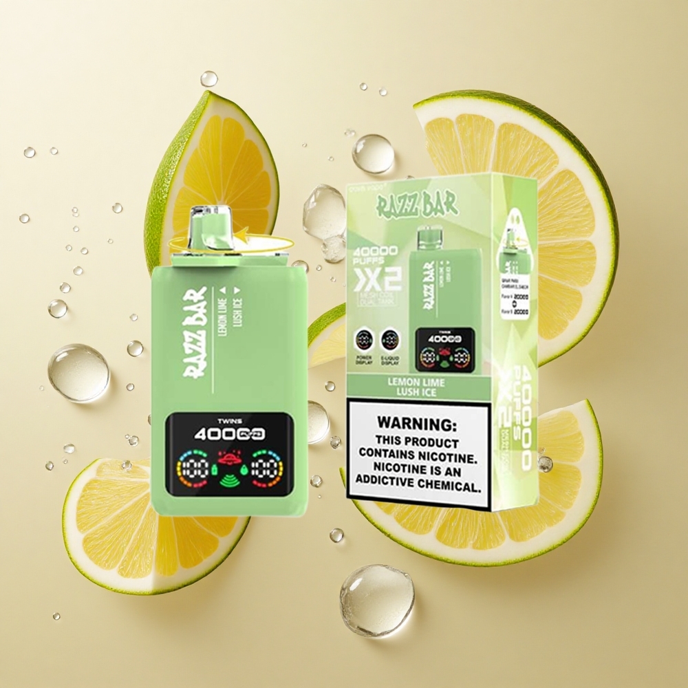 Razz Bar 40000 Puffs Vienkartinės elektroninės cigaretės Citrinų Laimas_Ledų Švelnumas su 650 mAh baterija