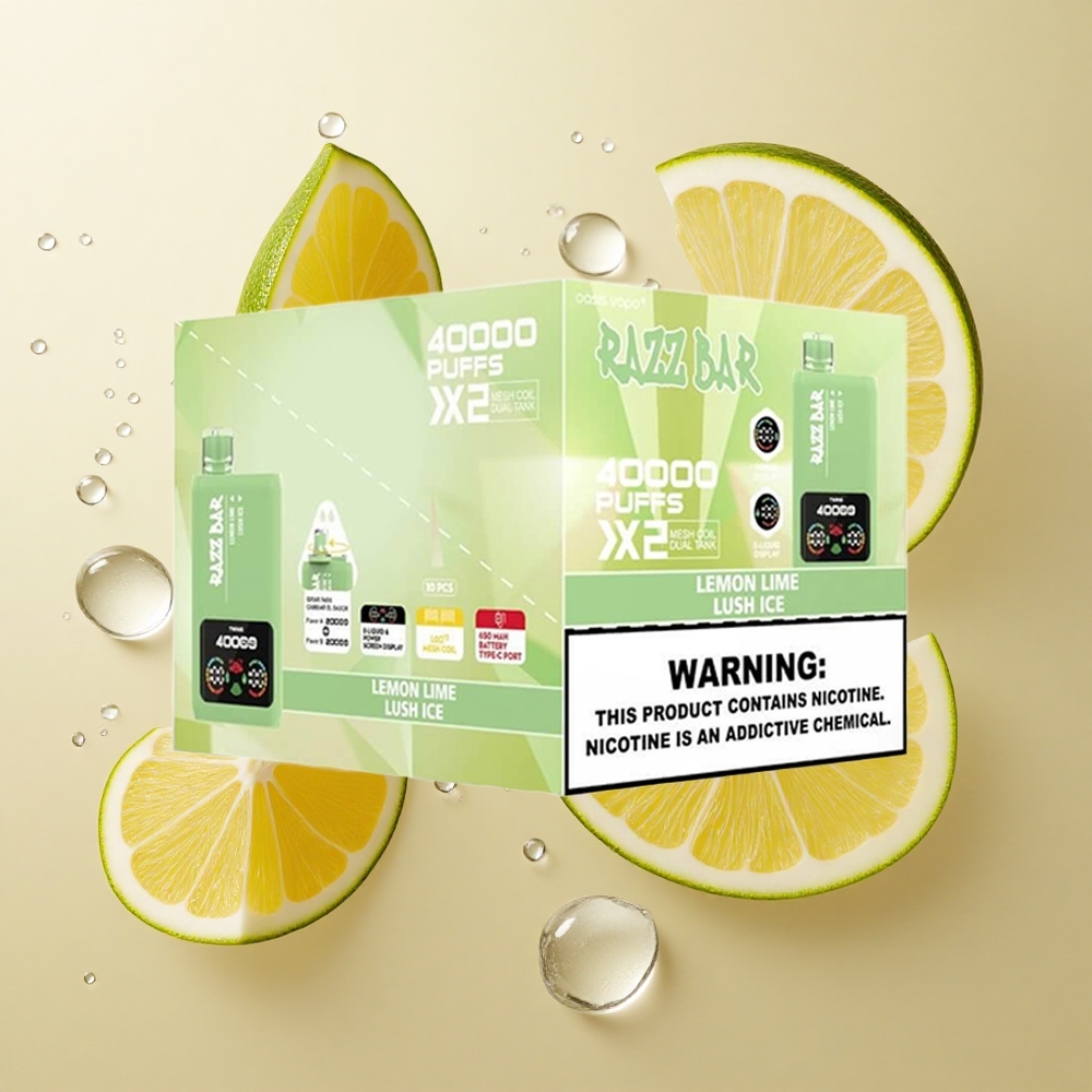 Razz Bar 40000 Puffs Vienkartinės elektroninės cigaretės Citrinų Laimas_Ledų Švelnumas su 650 mAh baterija