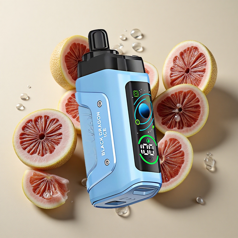 Razz Bar 45000 Puffs Juodasis Drakonas Ledas su 1,0 Ohm Tinklelinė Apvija ir Reguliuojamas Oro Srautas