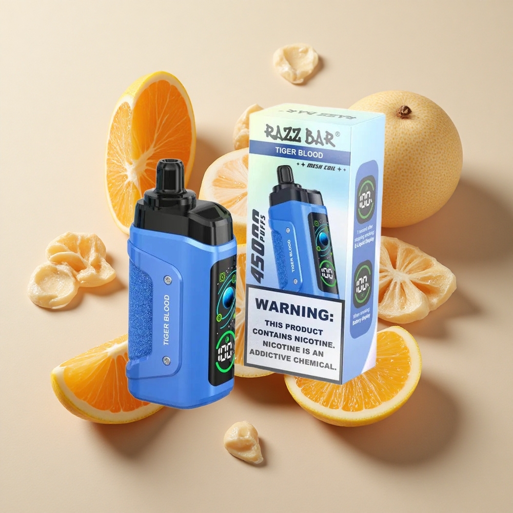 Razz Bar 45000 Puffs Tigro Kraujas su 1,0 Ohm Tinklelio Apviju ir Tipo-C Įkrovimu