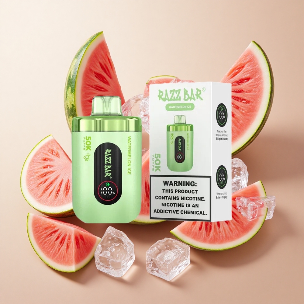 Razz Bar 50K Puffs Arbūzas su Ledu Vienkartinės elektroninės cigaretės su 50000 Puffs ir 650 mAh baterija