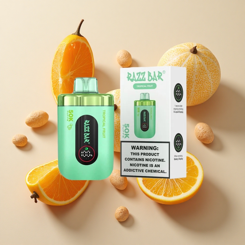 Razz Bar 50K Puffs Tropinių Vaisių Vienkartinės elektroninės cigaretės su 50000 Puffs ir 650 mAh baterija