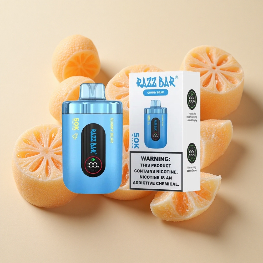 Razz Bar 50K Puffs Vienkartinės elektroninės cigaretės Gummy Bear su 2% Nikotino ir 50000 Puffs