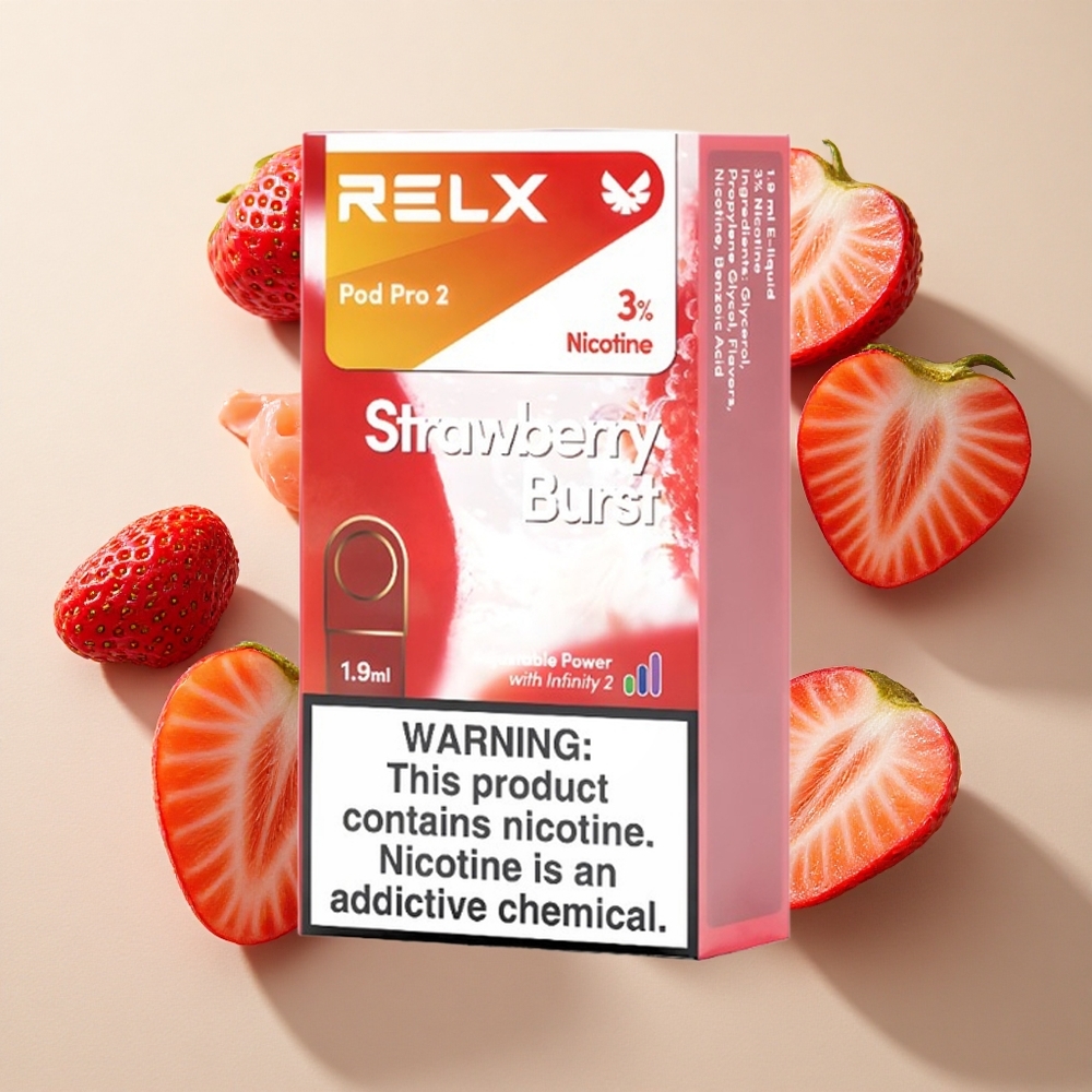 RELX Pod Pro 2 600 Puffs Braškinis sprogimas Nikotino kiekis: 3%