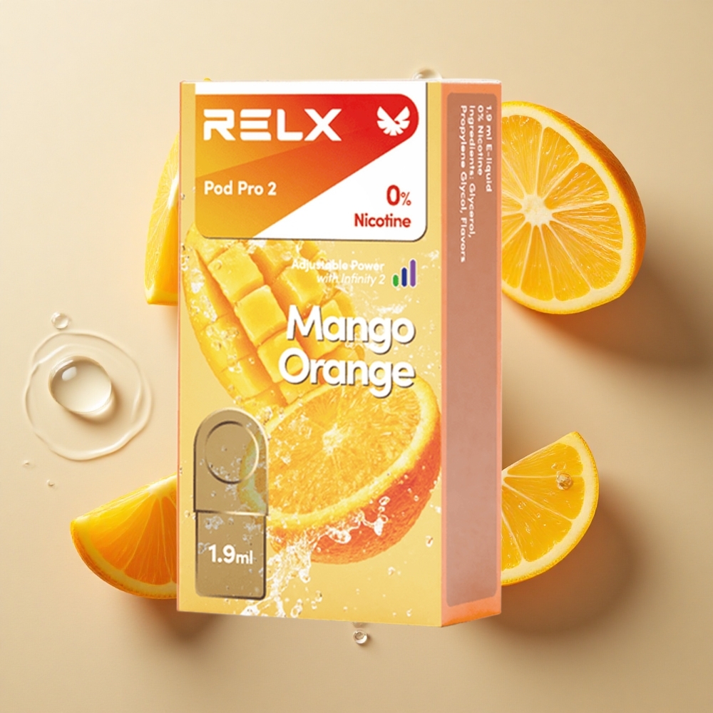 RELX Pod Pro 2 600 Puffs Nikotinas: 0% Mango Apelsinas