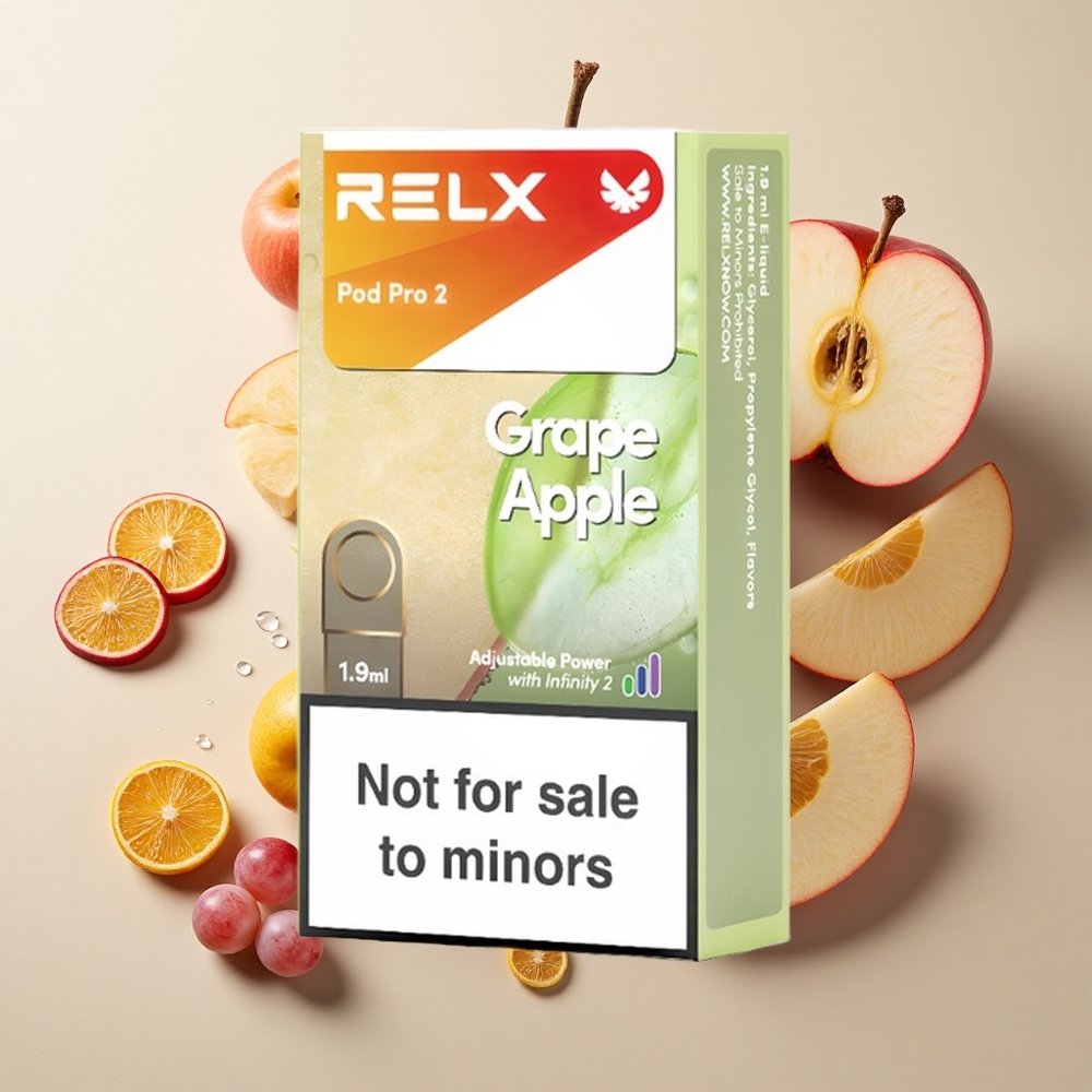 RELX Pod Pro 2 600 Puffs Vynuogės Obuolių be nikotino (1,9 ml)