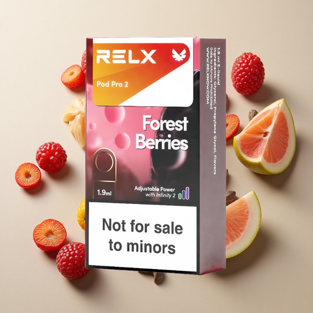 RELX Pod Pro 2 600 Puffs miško uogos be nikotino (0%), 1.9ml talpos