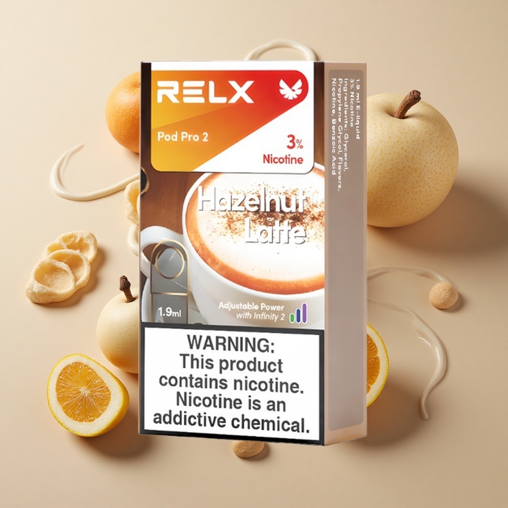 RELX Pod Pro 2 600 Puffs su 3% nikotino ir Riešutų Latte skoniu